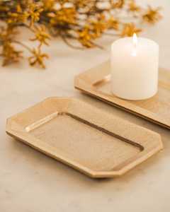 Plateau décoratif rectangulaire en métal, style Wabi Sabi, finition antique patinée, pièce unique, forme personnalisée, logo, plateau en métal antique - Product Image 5