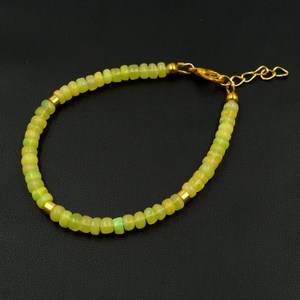 Natural Ethiopian Opal Roundel <b>Beads</b> <b>Bracelet</b>, Yellow Fire Gemstone Jewelry - Product Image 3