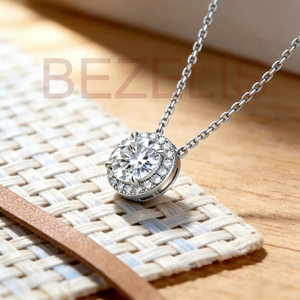Pendientes de Oro de 14K con Halo Redondo Brillante y Diamante Cultivado, Perfectos para un Estilo Clásico, Venta al Por Mayor - Product Image 2