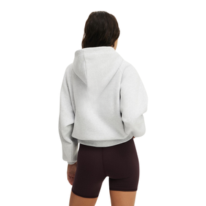 Sudadera con Capucha Extra Grande para Mujer, Color Gris Claro Sólido, Hombros Caídos, Manga Larga, Tejido de Algodón y Fibra de Bambú, Estilo Otoñal - Product Image 2