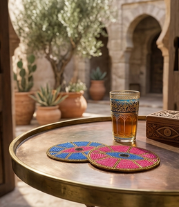 Luxury Floral Beaded <b>Coaster</b> Handmade Purple Gold Embroidered <b>Drink</b> <b>Coaster</b> Designer Table Decor Elegant Gift Unique Handmade - Product Image 6