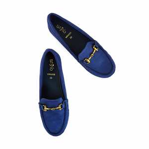 Mocassin tendance en toile bleu marine WN4456 - Product Image 1