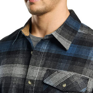 Chemise en flanelle pour homme, col roulé, logo personnalisé, écologique, anti-rides, manches longues, prix de gros, nouveau design - Product Image 5