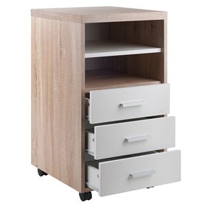 Kenner ripiano aperto a 3 cassetti in legno di recupero e eleganti cassetti portaoggetti bianchi - Product Image 2
