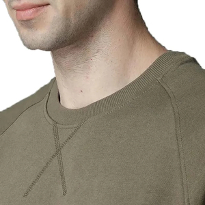 Sweat-shirt à col rond pour homme, couleur olive, avec logo personnalisé, manches unies, en coton tricoté, décontracté, pour l'automne, coupe classique - Product Image 6