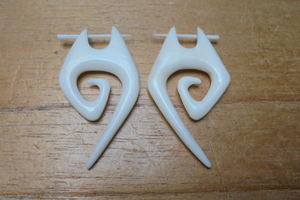 Bone <b>Dangle</b> <b>Earrings</b> – Eco Natural Carved Ethnic Accessories - Product Image 2