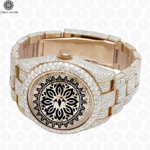 Montre de luxe pour homme Charm Jewels, boîtier en acier inoxydable de 40 mm, incrustée de diamants, mouvement mécanique analogique, date automatique, bouton poussoir - Product Image 1
