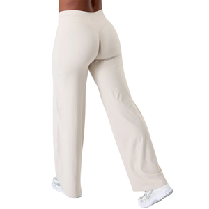 Pantalon de yoga blanc pour femme, coupe large, léger, taille haute, pour l'entraînement, la gym, les tenues décontractées et les activités sportives - Product Image 4