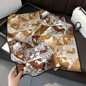 Adult Womens Spring Mulberry <b>Silk</b> <b>Square</b> <b>Scarf</b> Digital Print Breathable Elegant Geometric Neck Head Hair Wrap Daily Use Custom - Product Image 6