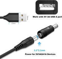 Cable de Alimentación de 5V CC, Cable de Carga USB a Conector CC con 10 Adaptadores para Cargar USB-HUB, Mini Ventilador, Cámara, Reloj Inteligente, Teléfono Móvil