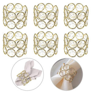 Ensemble de 6 ronds de serviette en métal cristal pour les réceptions de mariage Utilisation quotidienne Ajouter une décoration de table élégante avec porte-serviettes - Product Image 3