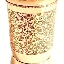 Vaso de Vidrio de Latón Puro con Elegante Diseño en Relieve, Vaso Tradicional Hecho a Mano para Agua, Jugo, Decoración del Hogar - Product Image 6