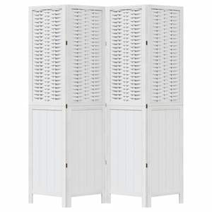 Separador de ambientes y biombo de 4 paneles de madera maciza de Paulownia blanca - Product Image 4