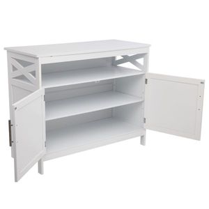 FCH White Double Door <b>Side</b> Cabinet for Living Room with Partition - Product Image 6