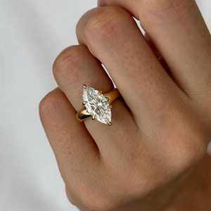 3 Carat Marquise E VVS2 Lab Grown Diamond Thick <b>Solitaire</b> <b>Ring</b> , 3.5MM Split Shank Cathedral Engagement <b>Ring</b> , IGI Certified - Product Image 2