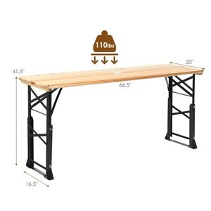 Mesa de Picnic Plegable de Madera para Exteriores de 66.5 Pulgadas con Altura Ajustable para Muebles de Camping - Product Image 5