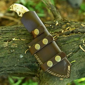 มีดล่าสัตว์/มีดปอกหนัง/มีดตั้งแคมป์  ใบมีดเหล็กดามัสกัสเกรดอุตสาหกรรม  ด้ามเขาแกะ  แบบฟูลแทง  ยี่ห้อ Nordic Forge - Product Image 6