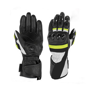 Gants de course en cuir à doigts entiers, design respirant avec empiècements en mesh, fermeture auto-agrippante, unisexe, pour usage extérieur - Product Image 1
