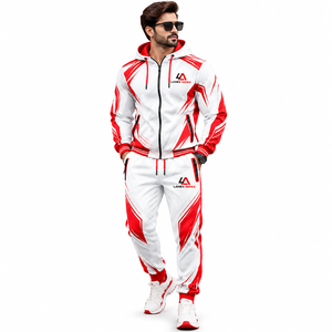 Ensemble de survêtement à capuche personnalisé avec logo par sublimation, coupe ajustée, imprimé intégral, vêtements de sport pour l'entraînement en équipe, veste légère et respirante pour hommes - Product Image 2