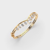 Bracelet à breloques en forme de V avec émeraude cultivée en laboratoire certifiée IGI et diamant ovale en or jaune/blanc/rose 14 carats