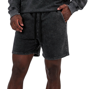 ชุดกางเกงขาสั้นผู้ชายคุณภาพสูงแบบย้อมสีเอซิด พร้อมโลโก้สั่งทำพิเศษ ระบายอากาศได้ดี แห้งเร็ว ผ้าฝ้าย พิมพ์ลายโลโก้แบบสกรีน สีพื้น - Product Image 1