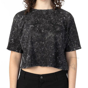 Camisetas Cortas de Mujer con Hombros Caídos y Lavado Ácido, Estilo Premium, de Gran Gramaje, al por Mayor, Tallas Grandes, Ecológicas - Product Image 4