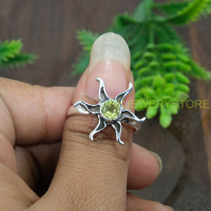 Bague en péridot naturel en argent sterling 925, bague en pierre verte faite à la main, bague de promesse pour femmes, bijoux en péridot de qualité - Product Image 3