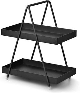 Nouveauté : support de service moderne en métal noir à deux niveaux pour la présentation de desserts et de collations sur la table à la maison, deux niveaux, noir - Product Image 4