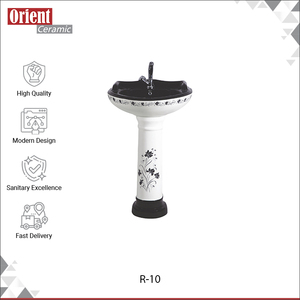 Lavabo sur pied en céramique blanche de qualité supérieure, forme ronde, dernier design, pour salles de bain, provenant d'Inde. - Product Image 2