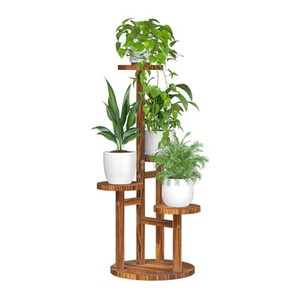 Traditional Sheesham Wood Tiered <b>Plant</b> Stand with Brass Inlays-Wholesale Handcrafted <b>Rectangle</b> Design - Product Image 2