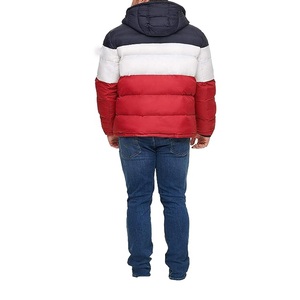 Chaqueta Acolchada Personalizada para Hombre 2026, con Bloques de Color, Cierre de Cremallera, Capucha, Abrigo de Invierno Informal, Grueso, con Relleno de Poliéster, Rojo, Blanco, Azul Marino - Product Image 5