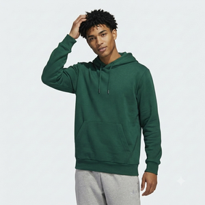 Sudadera con Capucha Verde para Hombre, Corte Regular, Color Sólido, Informal, de Forro Polar, para Otoño - Product Image 1