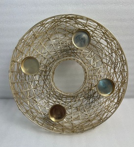 Gold Iron Candle Holder With Premium Quality For Home Decoration Modern Living Space Tabletop Accent Display - Product Image 2
