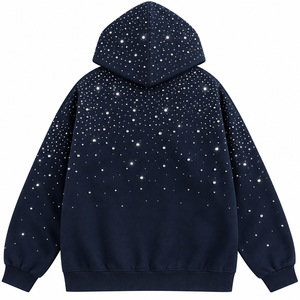Sudadera con Capucha Personalizada Ecológica de Forro Polar con Logotipo Frontal de Pedrería para Mujer, Chaqueta con Capucha y Bolsillos, Estilo Casual - Product Image 3