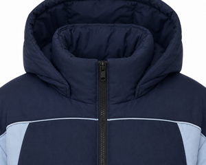 Manufacturer Winter Puffer <b>Jacket</b> Oversized Hood Color Block Construction Custom Rubber Patch Thick Polyester Filling Outerwear - Product Image 4