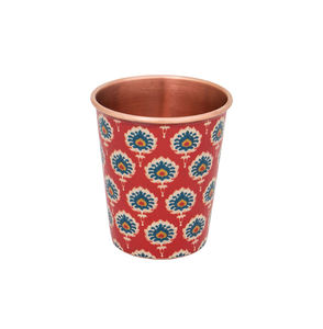 Vaso de Cobre con Patrón Ikat Rojo, Vaso de Diseño para Beber, Estampado Étnico, Reutilizable, Regalo Premium para el Bienestar - Product Image 6