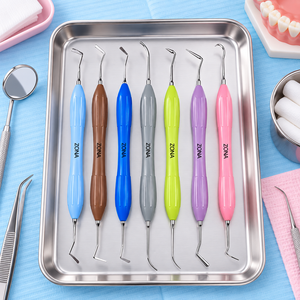 Kit d'instruments de restauration dentaire en gros, 7 pièces, avec poignée ergonomique en silicone, pour pose de composite, OEM - Product Image 1