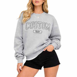 Best Quality Women Oversized Crew Neck <b>Sweatshirt</b> Custom Text Print Casual Fleece Pullover Winter Wear For Streetwear - Product Image 1