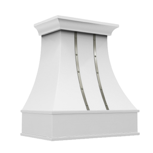 Campana extractora de cocina de acero inoxidable hecha a mano con acabado blanco, de alta gama, para montar en la pared. - Product Image 3