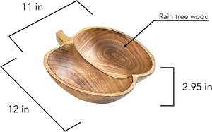 Bol en bois de Rain Tree brun naturel en forme de pomme, fait main, pour servir les aliments, en gros, pour l'exportation - Product Image 6
