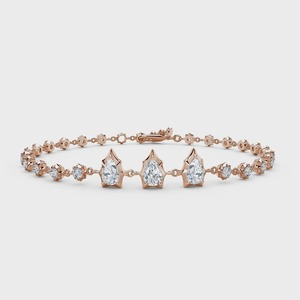 Trendy Design 3 Pear Cut & 22 Round Brilliant Cut Lab Grown Diamond Tennis Bracelet <b>Bangle</b> <b>Gold</b> Luxury IGI Certified for Women - Product Image 3