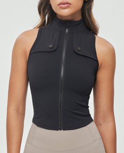 เสื้อกล้ามคาร์โก้ทรงสกินนี่แบบกลับด้านได้ น้ำหนักเบา ระบายอากาศได้ดี ไร้ตะเข็บ สำหรับผู้หญิง - สีดำ - Product Image 1