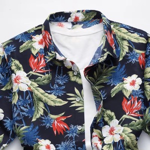Chemises Hawaïennes Respirantes Teintes à la Main Col en V Décontractées Manches Courtes Plage Tropicale Boutonnées 100% Coton Motif Imprimé Homme Été - Product Image 2