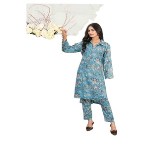 Vestido Salwar Kameez de lino de alta calidad para mujer, ropa transpirable con estampado paquistaní, estilo modesto y a la moda para mujer - Product Image 1
