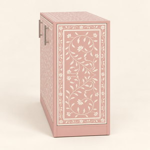 Gabinete de Almacenamiento de Lujo Hecho a Mano con Incrustaciones de Hueso Rosa y Diseño Floral, Mueble de Cocina Ecológico y Ligero para el Hogar - Product Image 4