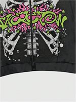 Sweat à capuche style punk Victory avec imprimé squelette et motif flamme, streetwear pour homme, noir, 100% coton, hiver