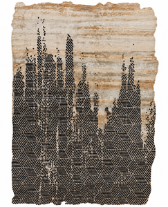 Tapis de salon rectangulaire moderne géométrique beige fait main en laine et acrylique, à poils moyens, avec envers en caoutchouc – Meilleure vente - Product Image 1
