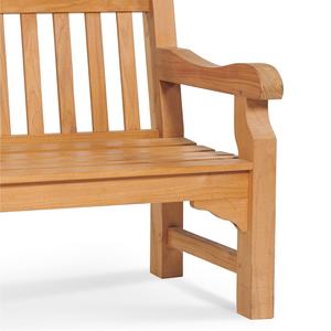 Elegante Banco de Jardín de Madera de Teca Maciza con Respaldo y Reposabrazos de Listones, Asiento de Madera Resistente para Exteriores, Ideal para Patios y Terrazas - Product Image 3