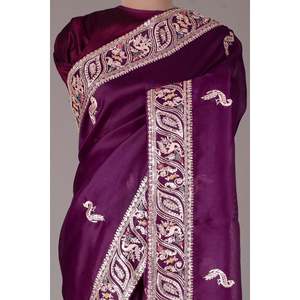 Designer Wedding Apparel <b>Saree</b> with Multi-Treads Embroidery Sequins Work and Coding - Product Image 1