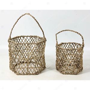 Coastal <b>Net</b> Woven Seagrass Lantern Candle Holder Hanging Cylinder Lanterns Garden Glass Candle Holder <b>Light</b> Interior Decor - Product Image 3
